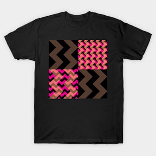 'Ziggy' - in Cerise and Orange on a Black and Brown base T-Shirt